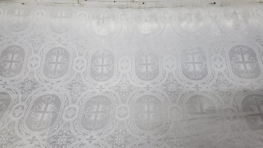 Liturgical Brocade,Church Gorgeous Cross acetatebrocade Fabric Cross Brocade off White Matte 60" Wide