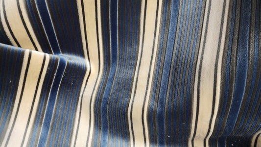 Kravet stripe Velvet/chenille upholstery fabric 54" wide , multicolor , denim blue