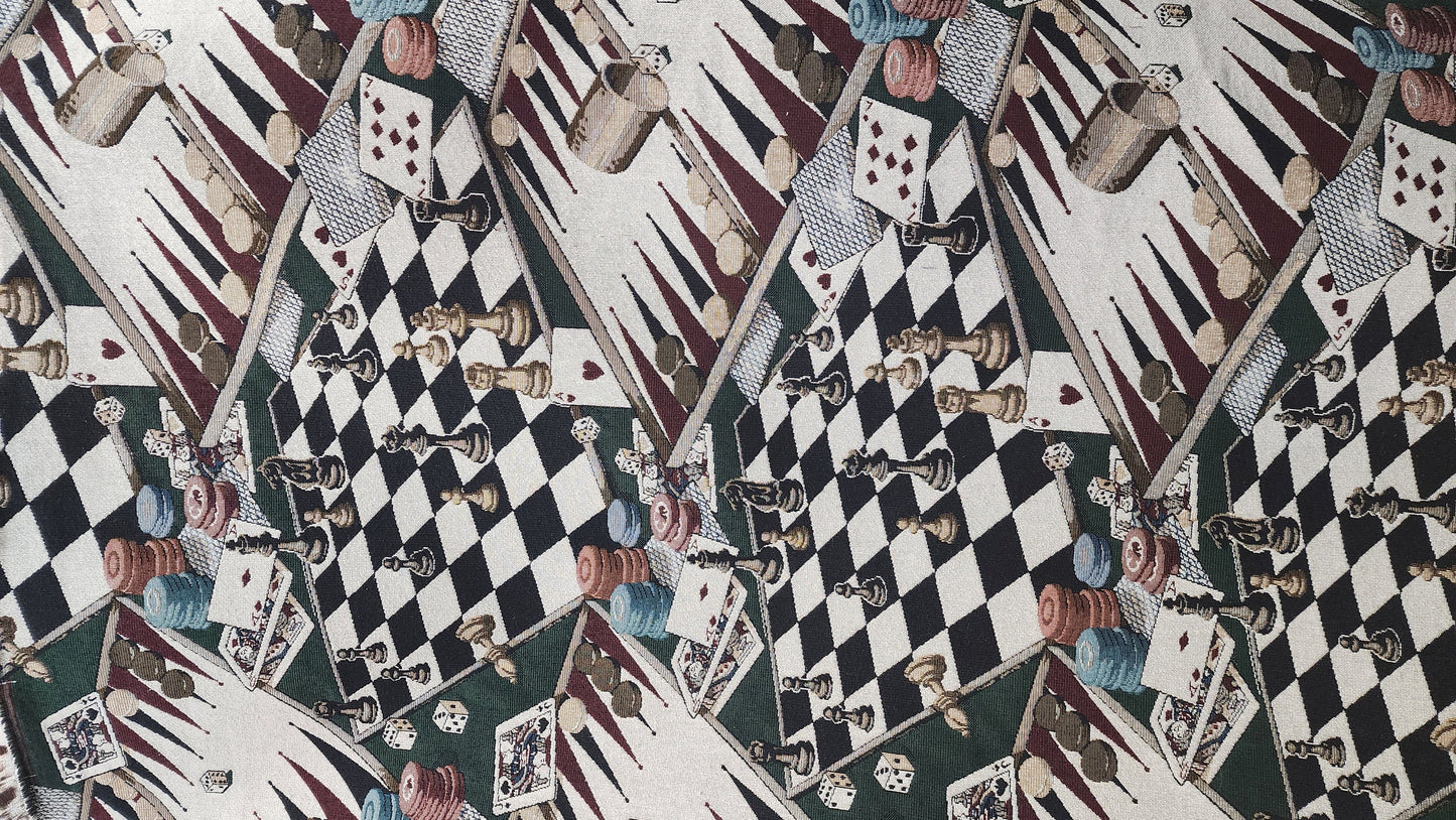 ad fabric Upholstery chenille Fabric Chess Dice cards Large Tapestry sold  By The Yard
