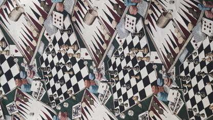 ad fabric Upholstery chenille Fabric Chess Dice cards Large Tapestry sold  By The Yard