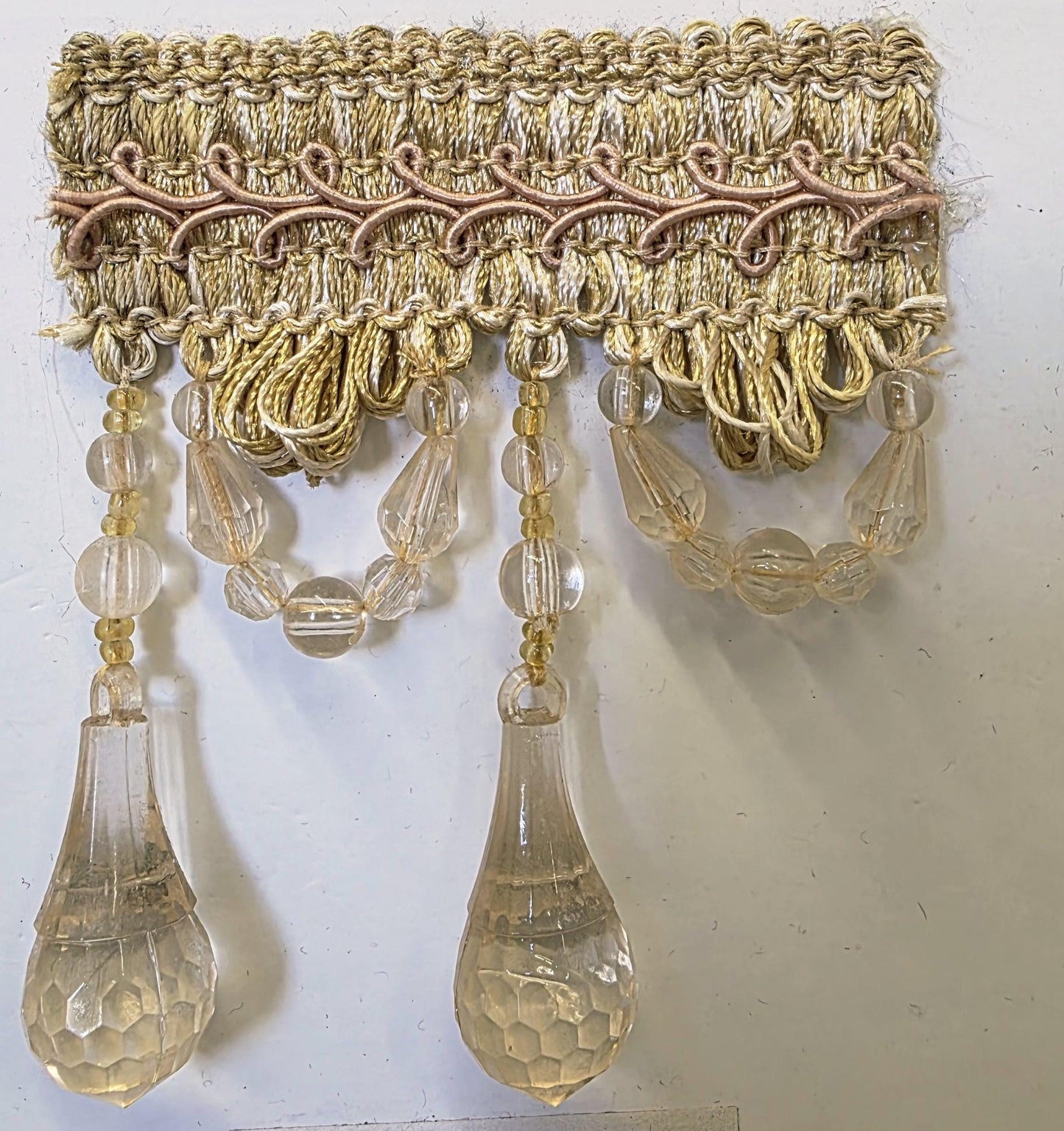 Beaded Trim Fringe 4'' L, W/Gimp Top Sold by The Yard - aqua blue Brand: ad fabric