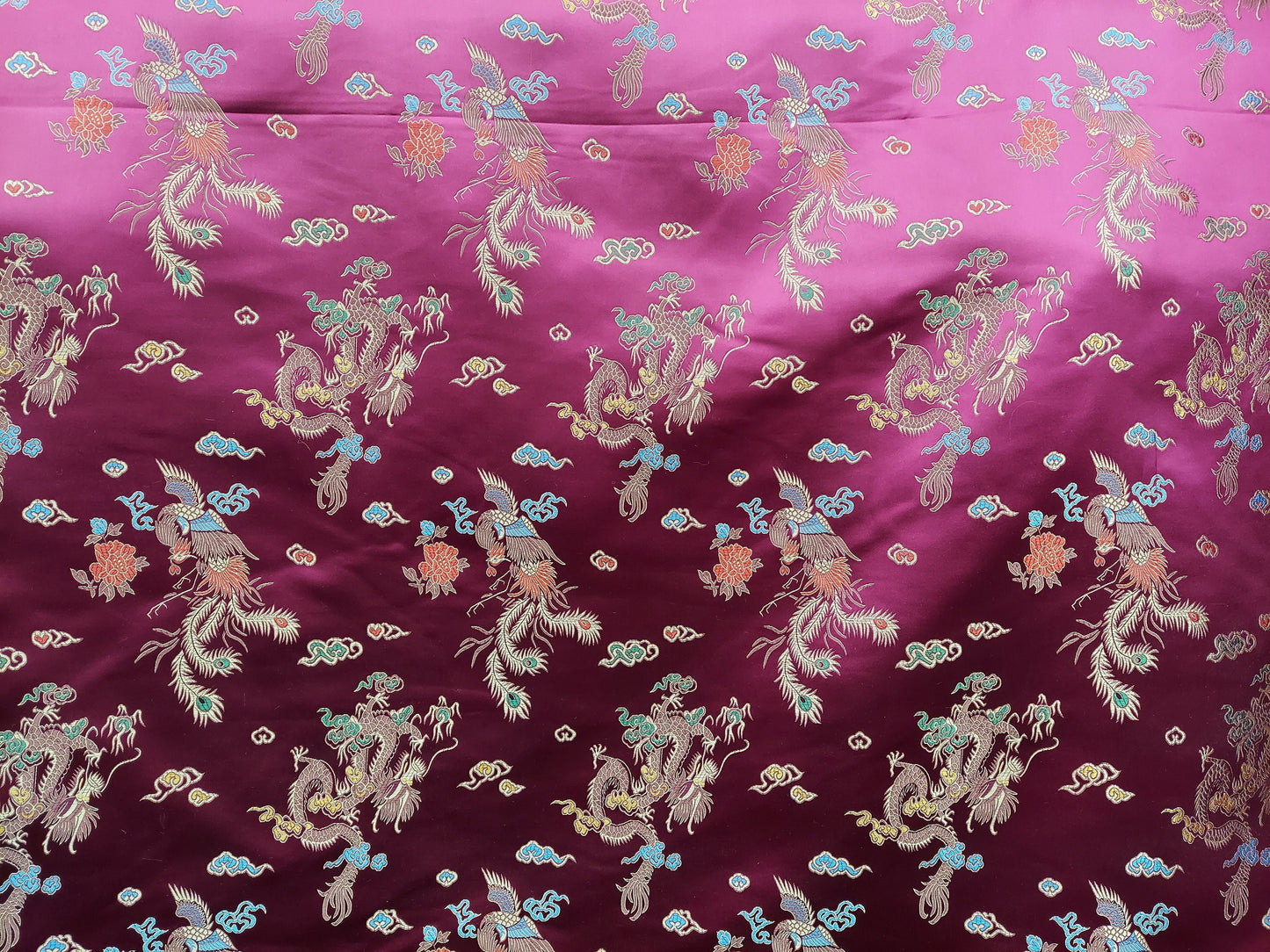 Chinese Brocade Sateen Jacquard Dragon design Fabric sold by the Yard