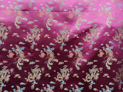 Chinese Brocade Sateen Jacquard Dragon design Fabric sold by the Yard