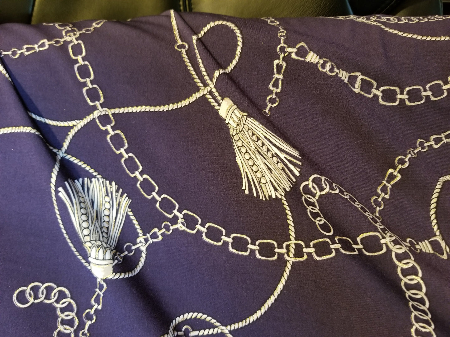 Chain-inspired designs  Navy  print chains, Fashion Print Cotton Spandex 58" Wide, sold by yard