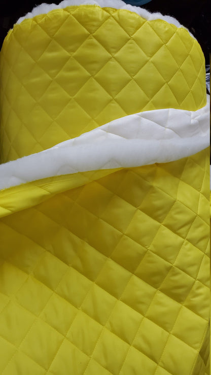 Quilted fabric, Polyester Quilted Padded Lining Fabric Yellow sold by yard, 60" wide