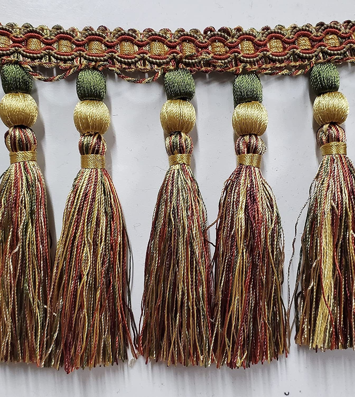 Curtain Fringes Bullion , Beaded Tassel Fringe Trim Multicolor 5" L. , Sold by Yard
