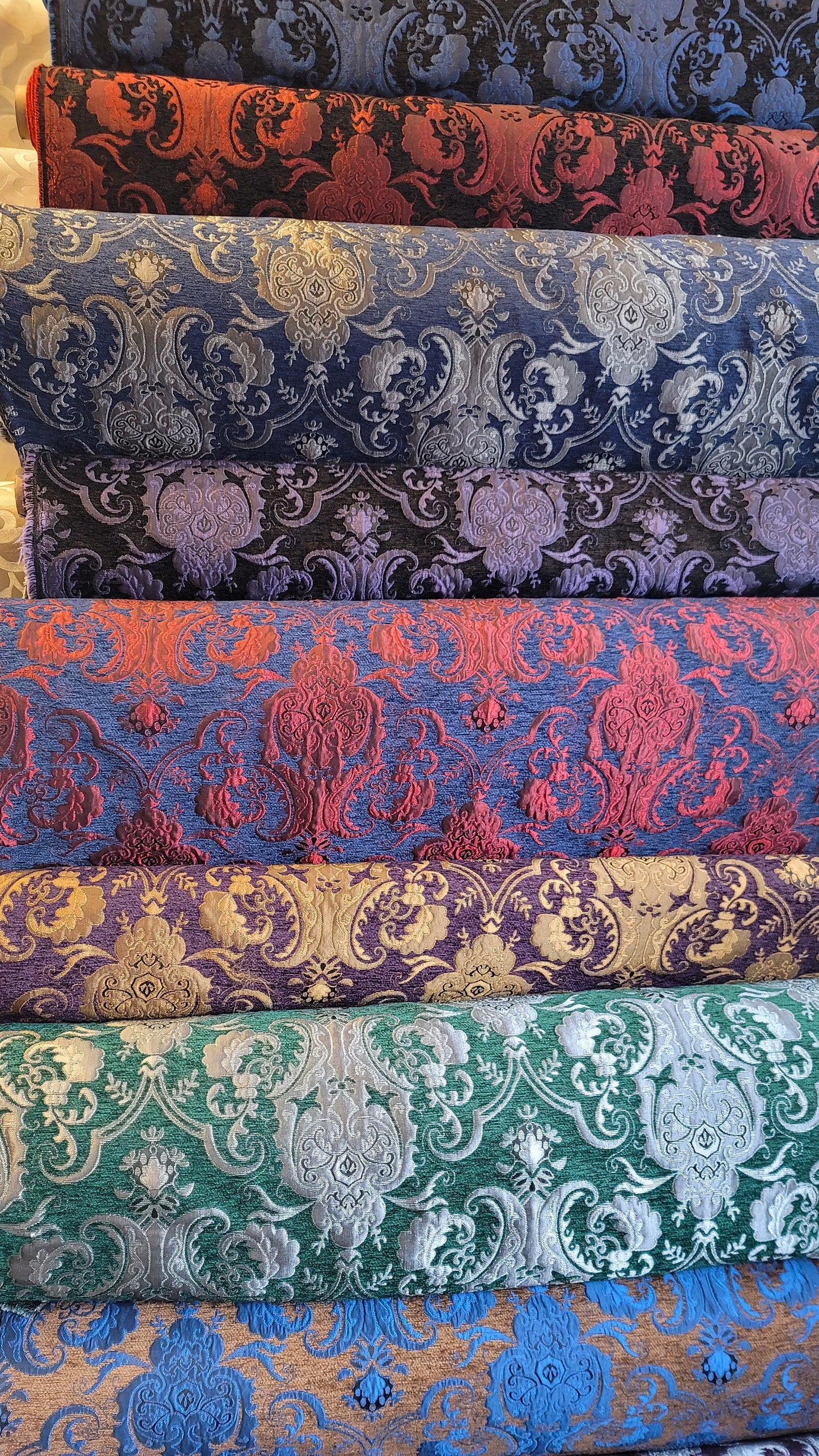 Chenille BAROQUE UPHOLSTERY Fabric Jacquard Damask, 58" wide , sold by yard in continuous yards
