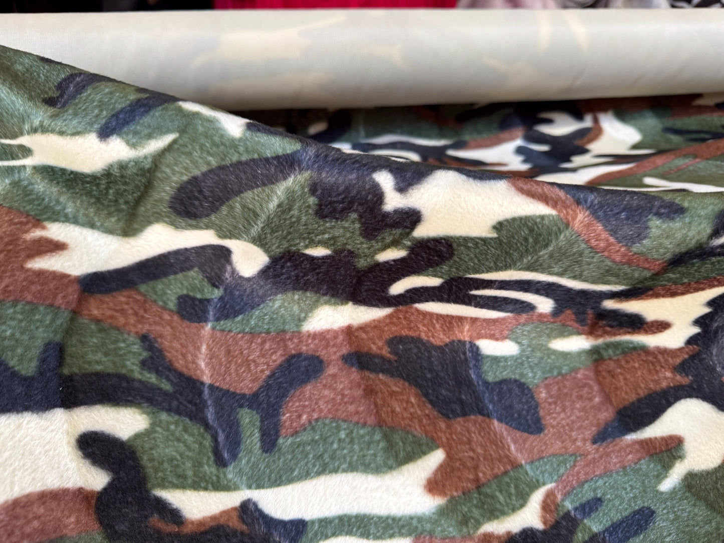 Camouflage print, velboa fabric,  Faux Fake fur Army Camouflage Fabric, 60" Sold by the Yard