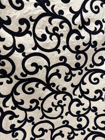 Tapestry chenille fabric Floral Leaf, upholstery fabric, Black/cream, reversible, - 56" width - sold by yard in continuous yards