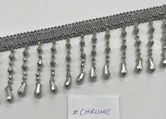 Braided Hanging Beads, Color chrome, Tassel Trim Fringe Fabric Ribbon Trimming Handwork DIY Craft Sewing Accessory Lace for Decoration