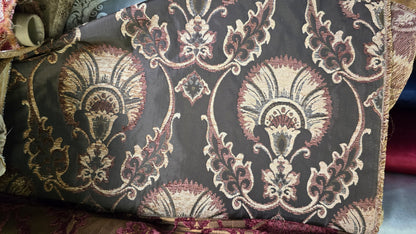 Chenille BAROQUE UPHOLSTERY Fabric Jacquard Damask, 58" wide ,color Brown, sold by yard in continuous yards
