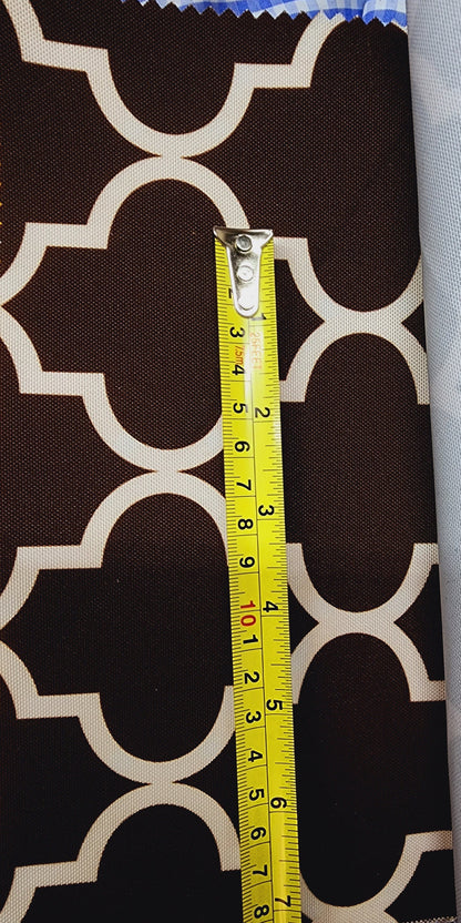 Outdoor Waterproof Upholstery Moroccan White on Black Canvas fabric 60" Wide