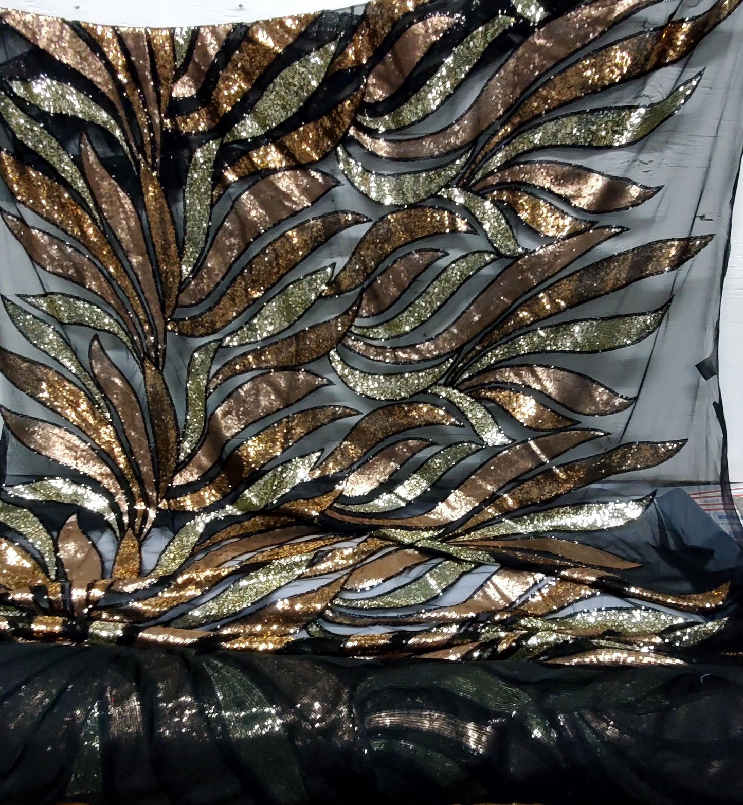 Mini Sequins,Glitters Multi Color Sequins , on BLACK Mesh Fabric by the Yard, 54" wide