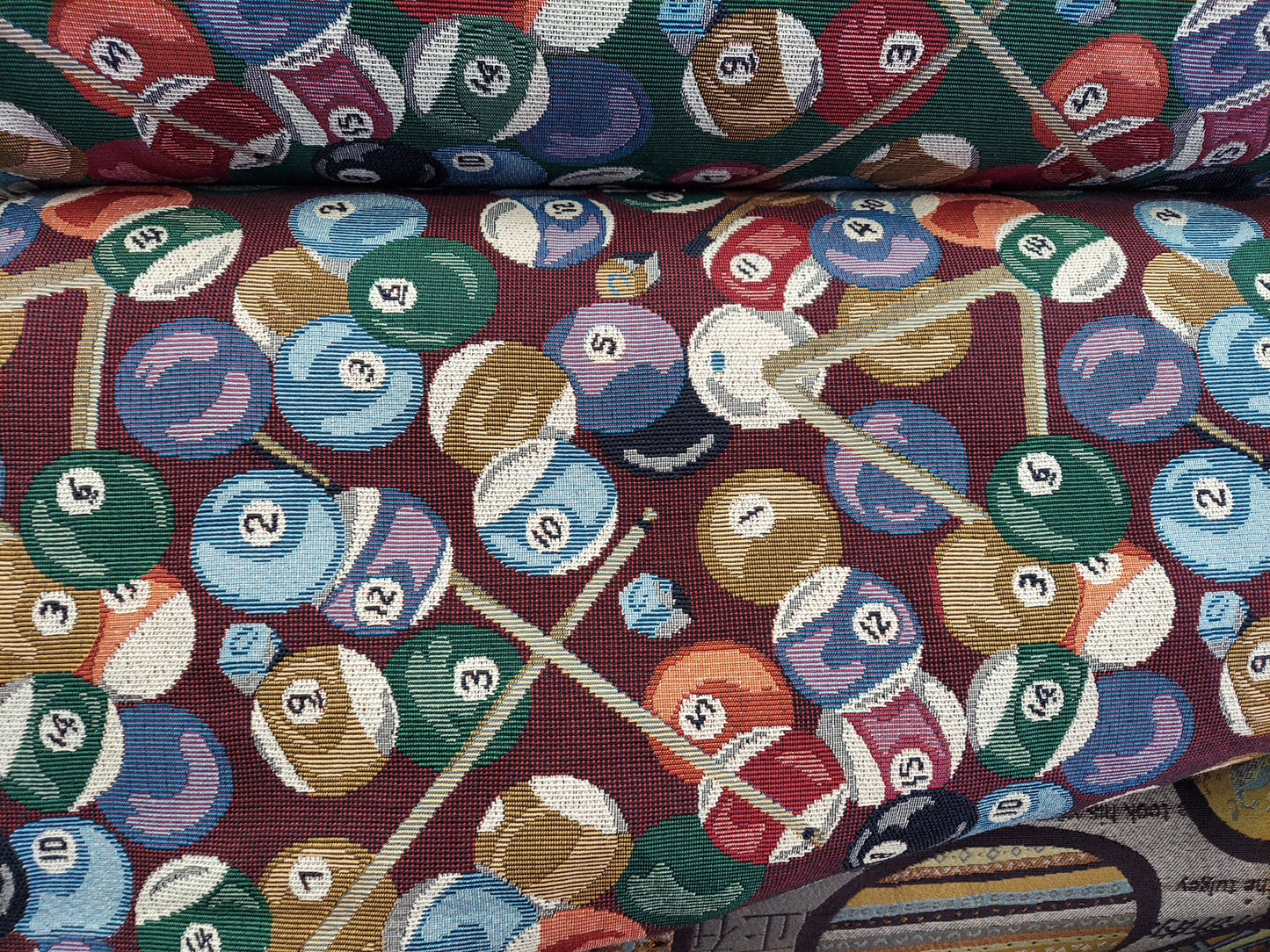 Vintage fabric, billiards pattern tapestry fabric 54 inches upholstery, sold by yard,