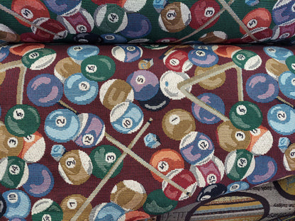 Vintage fabric, billiards pattern tapestry fabric 54 inches upholstery, sold by yard,