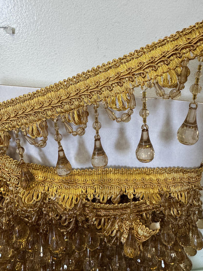 Beaded Trim Fringe 4'' L, W/Gimp Top Sold by The Yard - Gold  , Brand: ad fabric
