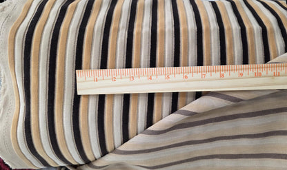 Kravet stripe Velvet/chenille upholstery fabric 54" wide , multicolor ,Brown,ivory, Beige.