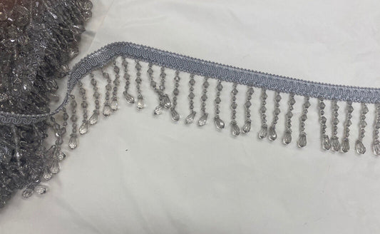 Braided Hanging Beads, Color Silver, Tassel Trim Fringe Fabric Ribbon Trimming Handwork DIY Craft Sewing Accessory Lace for Decoration