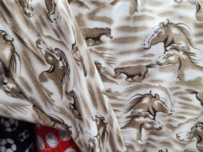 Polar fleece brown horses Fabric 58 inches wide-Sold by The Yard