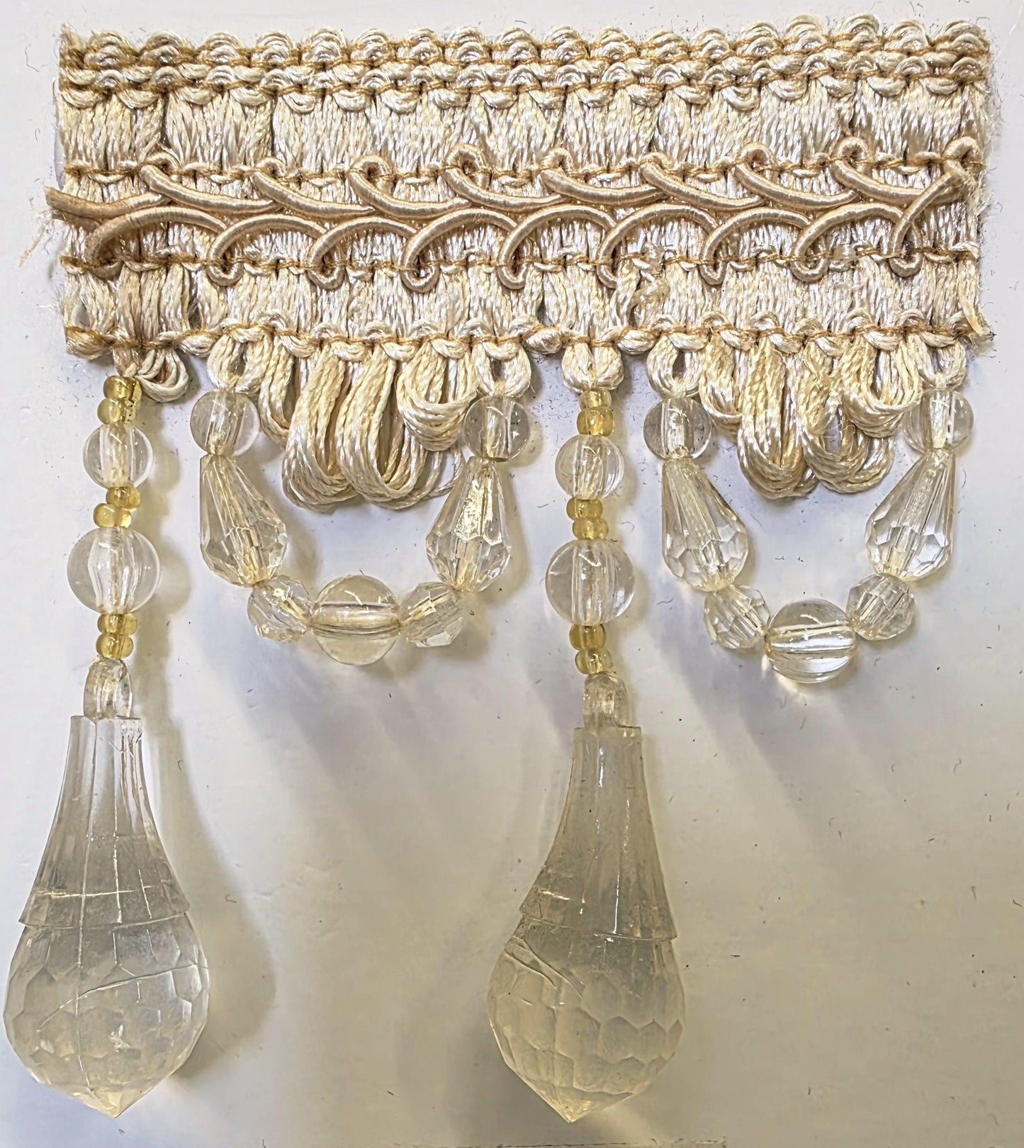 Beaded Trim Fringe 4'' L, W/Gimp Top Sold by The Yard - aqua blue Brand: ad fabric