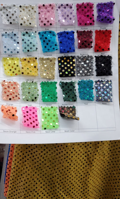 Wide Faux Sequin Light weight Knit Fabric Shiny Dot Confetti for Sewing Costumes Apparel Crafts Sold by The Yard