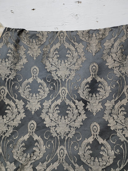 Damask Satin Drapery Upholstery Fabric - Dark gray, Jacquard Brocade, Luxury elegant victorya Classic Fabric 60" Wide,  Sold by Yard