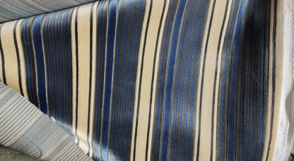 Kravet stripe Velvet/chenille upholstery fabric 54" wide , multicolor , denim blue