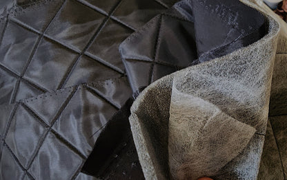 Quilted fabric, Polyester Quilted Padded Lining Fabric Black, 3",  sold by yard, 60" wide