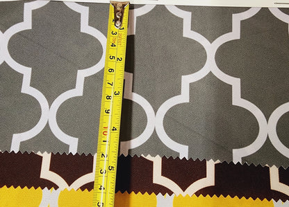 Outdoor Waterproof Upholstery Moroccan White on Grey Canvas fabric 60" Wide