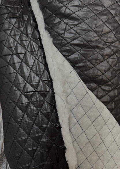 Polyester Quilted Padded Lining Fabric Black, 1" inche