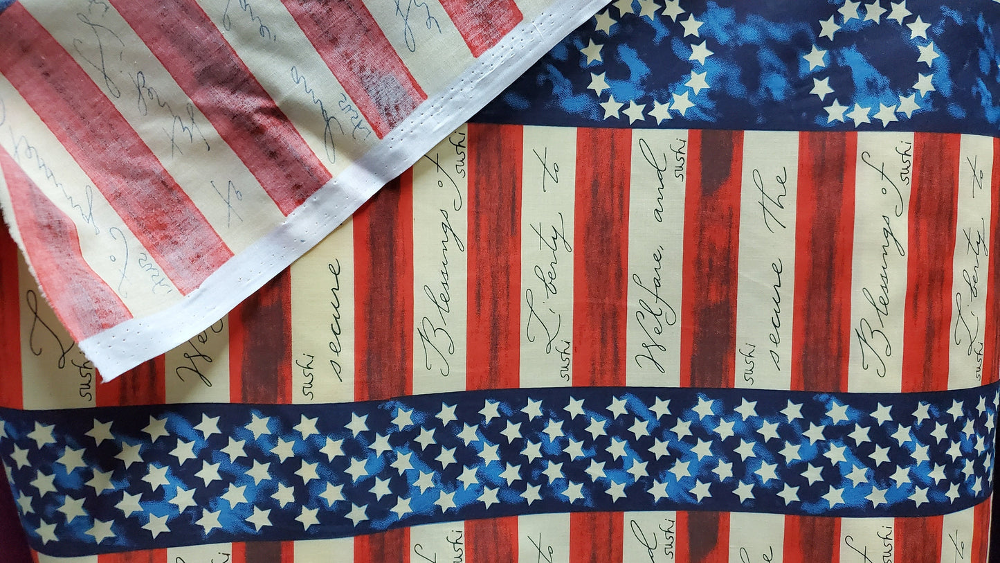 American Flag stripe colors print, 100% cotton Fabric. 54" wide, sold by yard