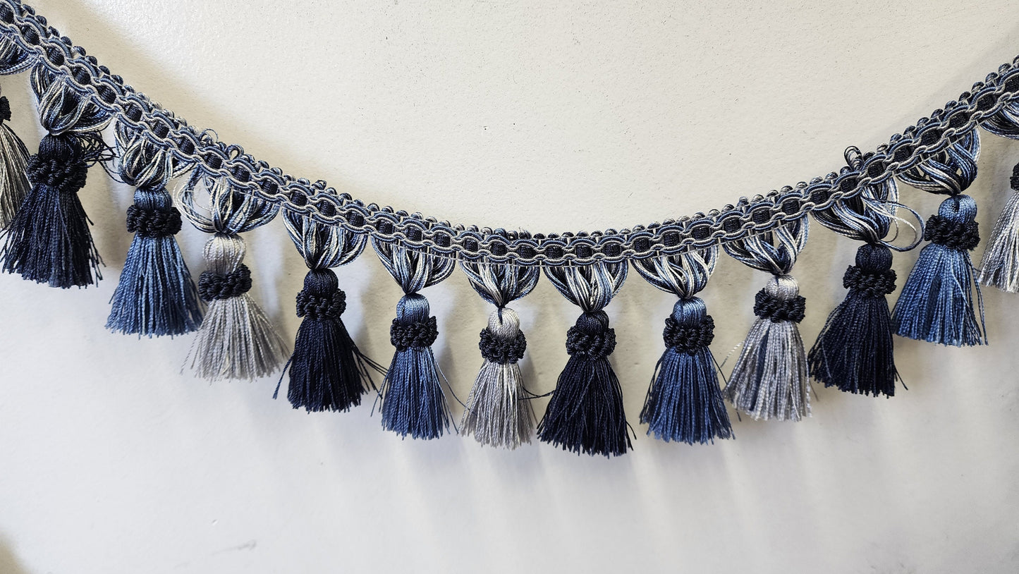 Curtain Fringes Bullion , Beaded Tassel Fringe Trim Multicolor 3.5" L. , Sold by Yard