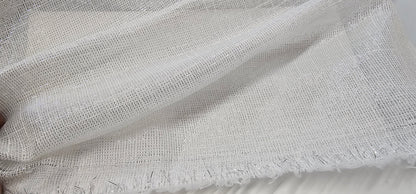 White and Metallic Silver Drapery Sheer, 110" wide, sold by yard