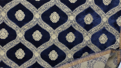 Kravet Couture Chenille Medallion  Fabric, Night blue color, 54" wide, sold by yard