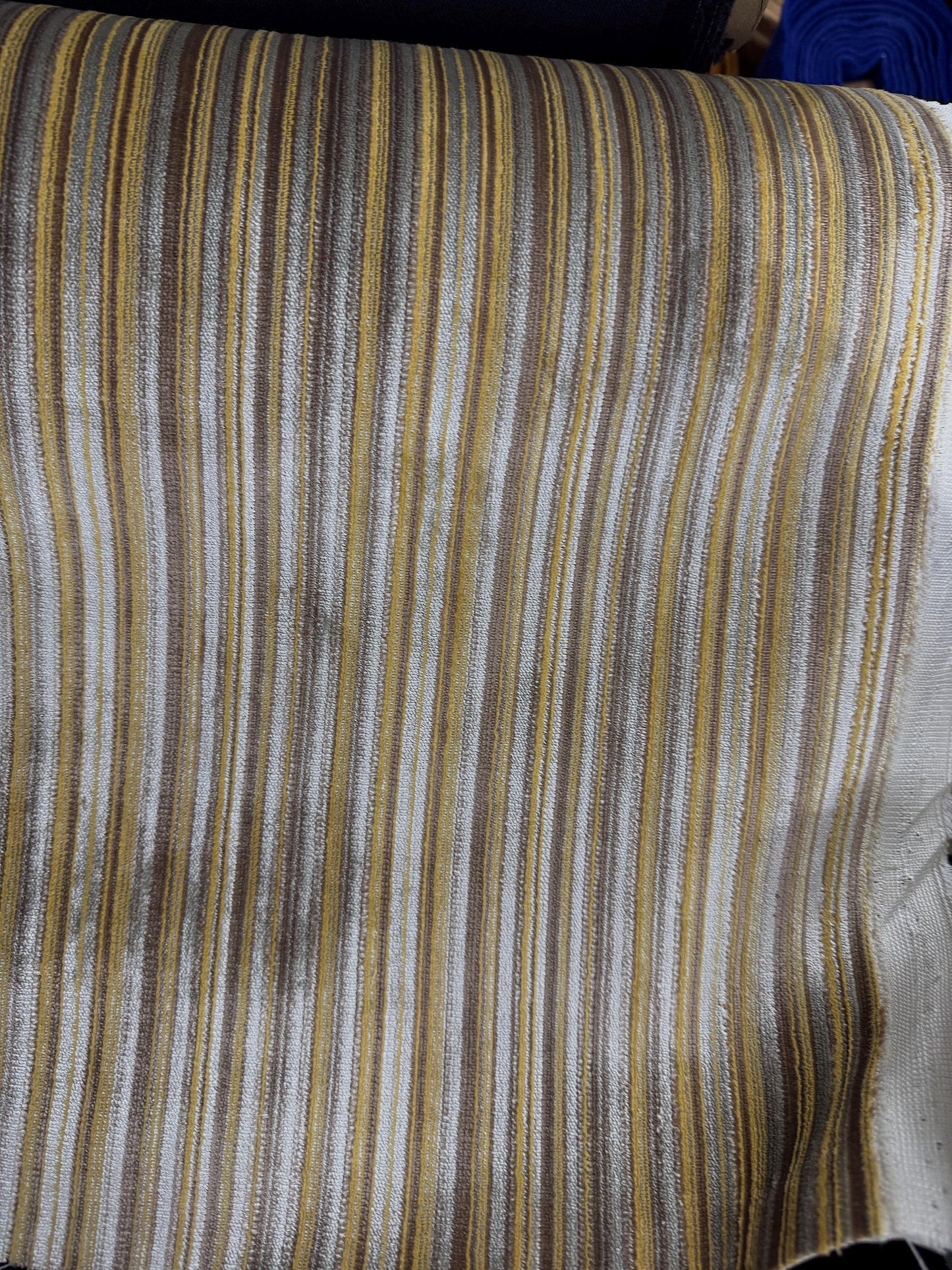 Velvet, Kravet stripe Velvet/chenille upholstery fabric 54" wide , multicolor