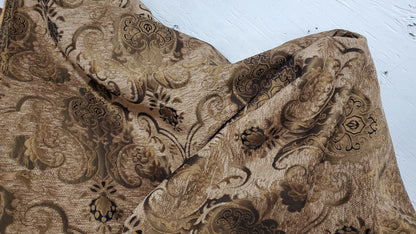 BAROQUE UPHOLSTERY,Damask tapestry chenille fabric - upholstery fabric, Light Gold/ gold - 56" width - sold by yard in continuous yards