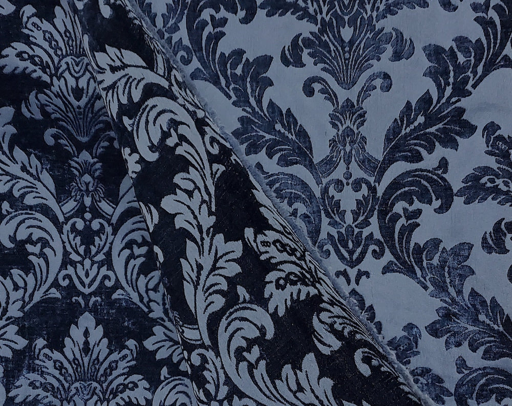 Chenille Fabric Upholstery, Jacquard Damaskb navy navy