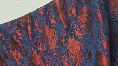 Chenille BAROQUE UPHOLSTERY Fabric Jacquard Damask Red/Blue